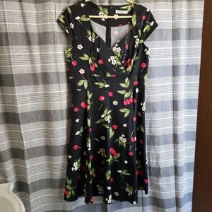 Retro cherry print dress